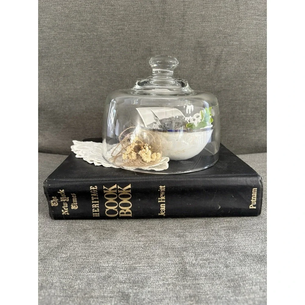 Vintage Cookbook Cloche‎ Upcycled Repurposed Primitive Vignette Tabletop Decor